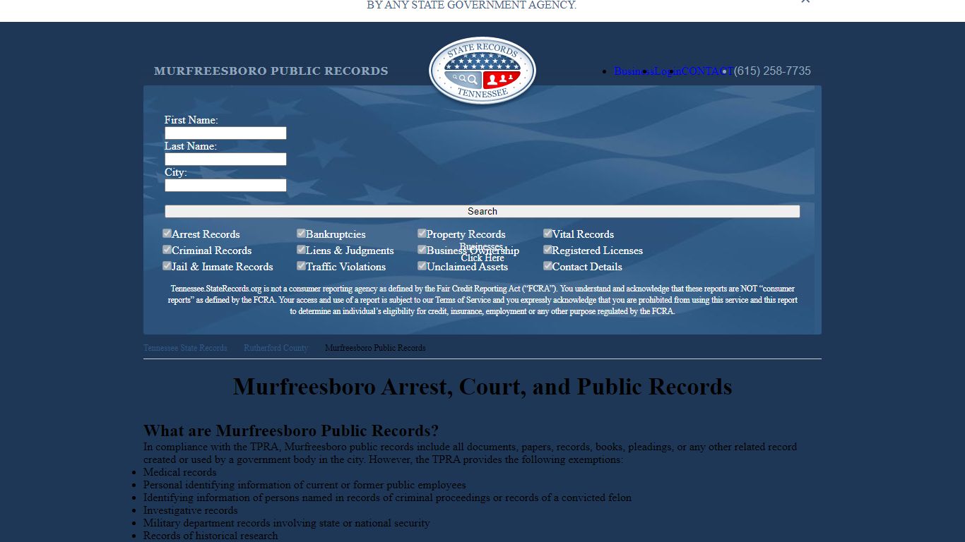 Murfreesboro Arrest, Court, and Public Records